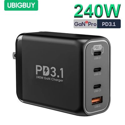 Ubigbuy-cargador USB tipo C de 4 puertos GaN III, adaptador