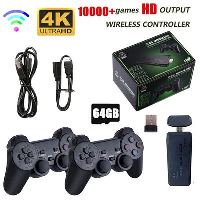 Consola de videojuegos 2,4G, mando inalámbrico doble, 4K, 1