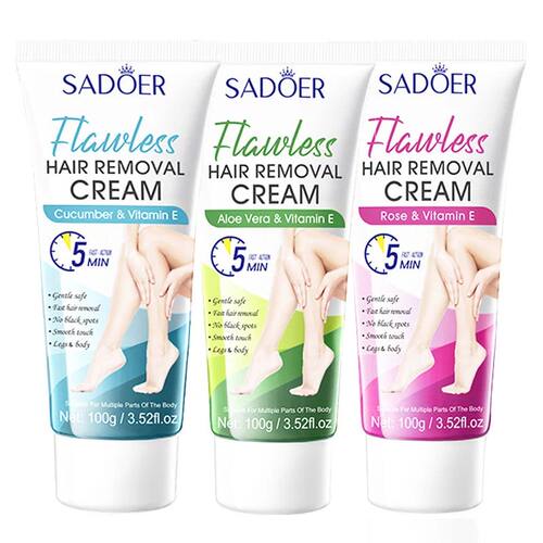 SADOER Cucumber Aloe Vera Rose Hair Removal Cream Non Irrita