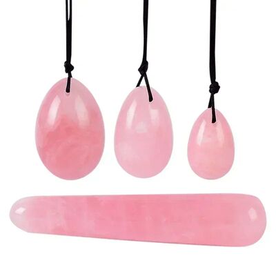 100% Pure Natural Rose Quartz Yoni Egg Set Kegel Exerciser B