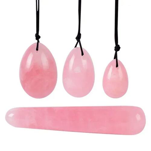 100% Pure Natural Rose Quartz Yoni Egg Set Kegel Exerciser B