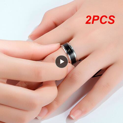 Anillo inteligente de acero de titanio para parejas, sortija