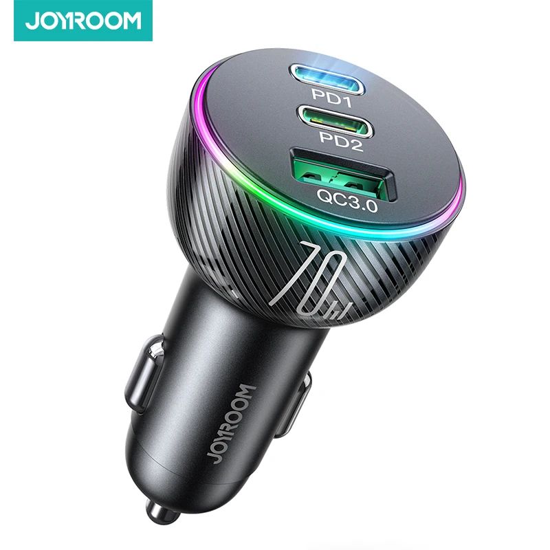 Joyroom-Adaptador de cargador de coche USB C de 70W, carga s