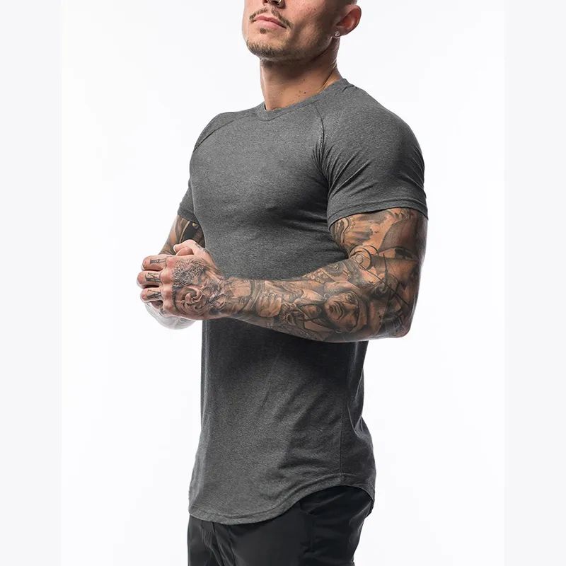 Camiseta respirável de manga curta masculina fitness, roupa