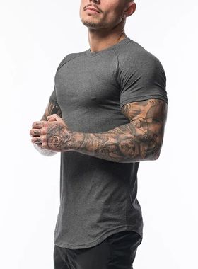 Camiseta respirável de manga curta masculina fitness, roupa
