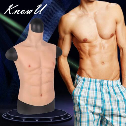 KnowU Fake Chest Muscle Belly Macho Soft Silicone Man Artifi