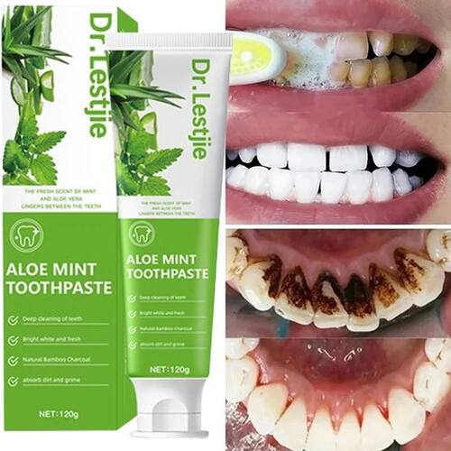 Pasta de dente de aloe remove manchas amareladas, protege as