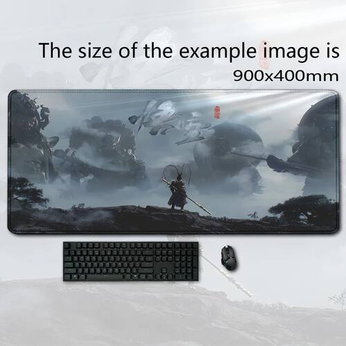 Mito preto WuKong Gaming Mouse Pad, antiderrapante esteira d