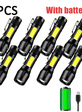 Mini tocha levou lanterna recarregável, carregamento USB po