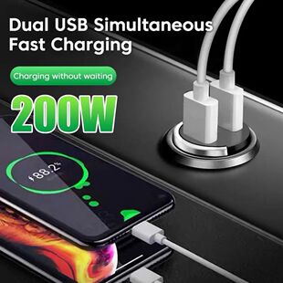 Cargador de coche de 200W, Mini puertos duales USB, adaptado