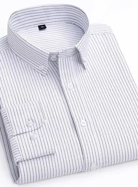 Camisa listrada de manga longa masculina, casual inteligente
