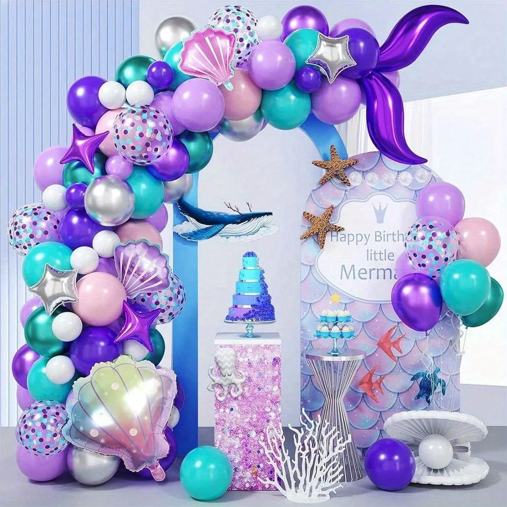 Juego de globos con temática de sirena, adecuado para decor