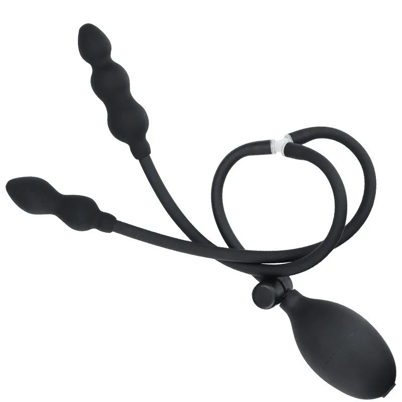 Plug Anal Inflável de Cabe?a Dupla, Bolas Dilatadoras, Plug