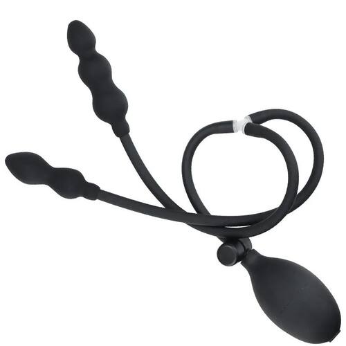 Plug Anal Inflável de Cabe?a Dupla, Bolas Dilatadoras, Plug