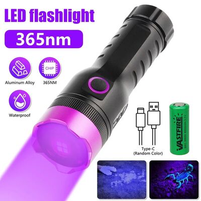 Linterna UV LED ultravioleta recargable, luz fluorescente de