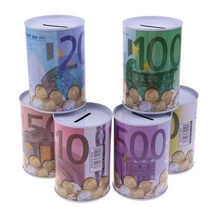 Piggy Criativo Cilindro Dollar Picture Euro Tinplate Bank