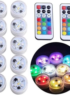 Luces LED subacuáticas a pilas, lámpara de té RGB sumergi