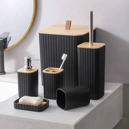 6pcs/set Bathroom Set With Trash Can Toothbrush Holder Lotio