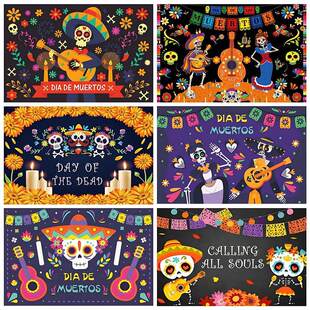 Mexico Day of Dead Background Skull Candle Dancer Dia De Los