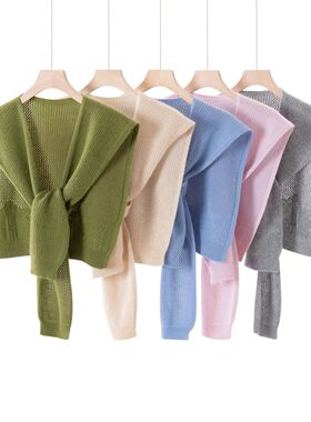 100% Cashmere Knitted Hollow Square Shawl Solid Color Windpr