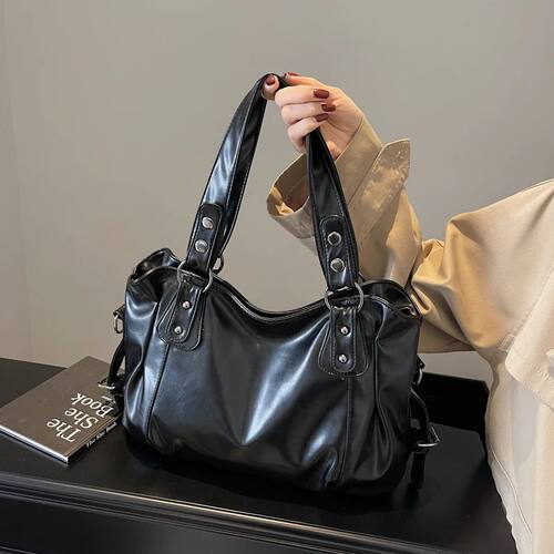 1 Piece Women's Pure Color Pu Retro Large Capacity Shoulder
