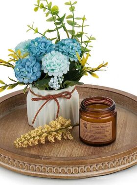 Wooden Decorative Tray Round: Brown for Coffee Table Trays R