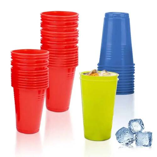 100pcs Disposable Plastic Cups Everyday Use Sturdy Plastic P