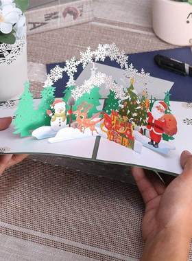 Santa in Forest Christmas Card Pop Up Greeting Cards 3D Xmas