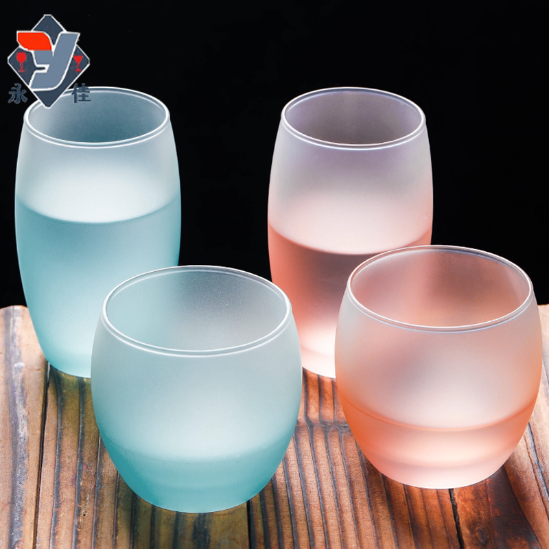 夏季客厅磨砂透明单层彩色玻璃杯