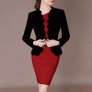 2025秋冬季新款复古修身金丝绒长袖小西装外套女旗袍外搭外套开衫