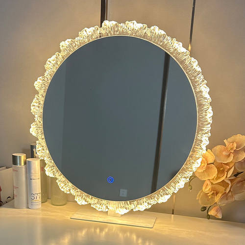 智能化妆镜网红亚克力带灯氛围灯异型水晶镜三色变光发光壁挂底座