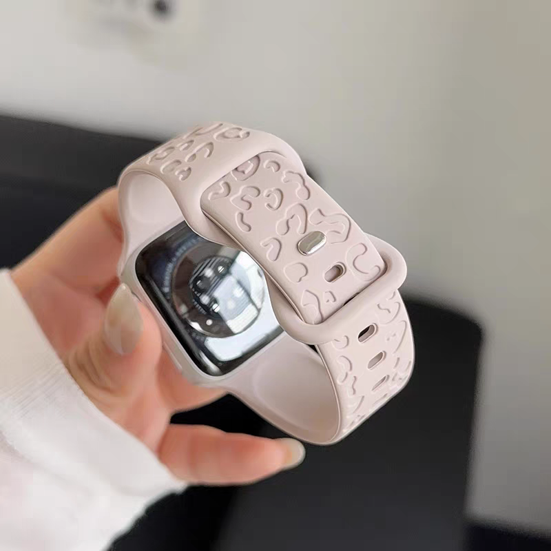 适用苹果S10手表iwatch9表带applewatch8圣诞酒红色硅胶S9高级S7