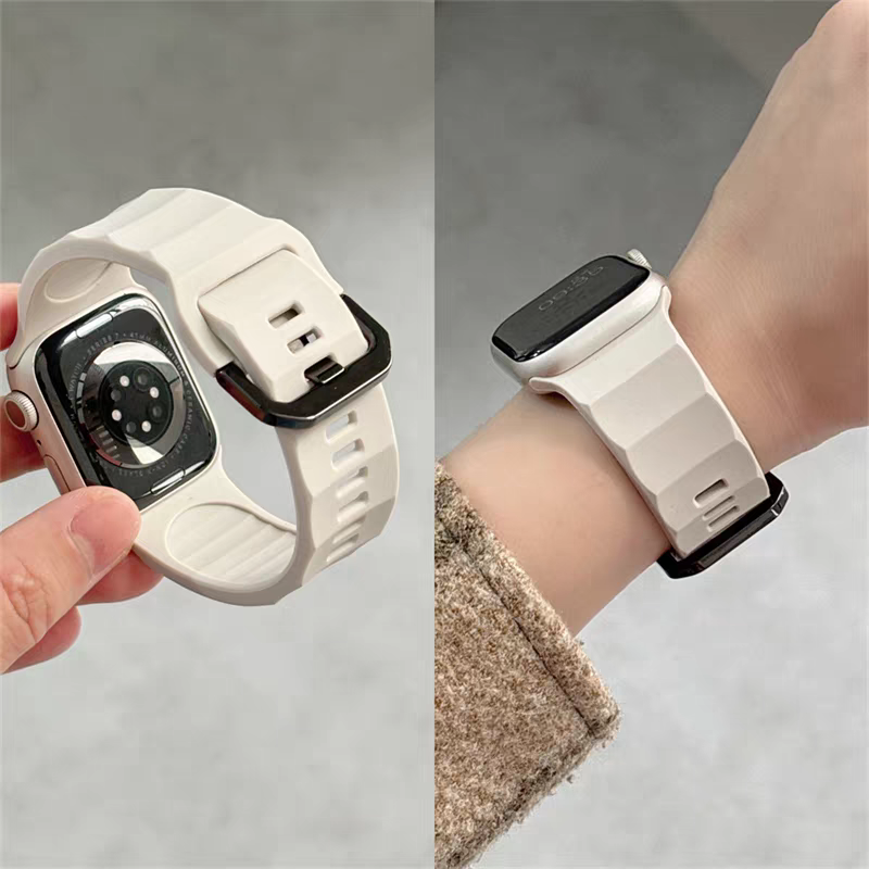 新款荧光绿波浪运动硅胶iwatch表带s10适用苹果applewatch高级感