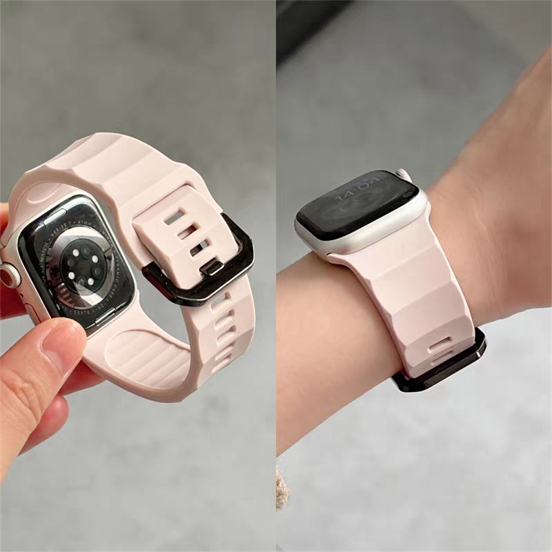适用iwatch苹果s9手表表带硅胶创意新款ultra男女透气运动表带夏