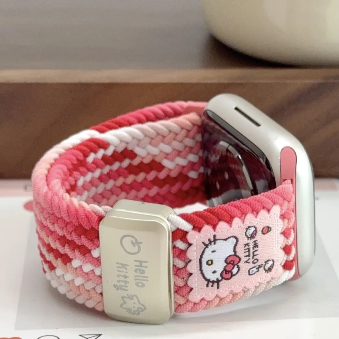 星星kitty小布标磁吸编织表带适用applewatchS11通用SE苹果手表S9
