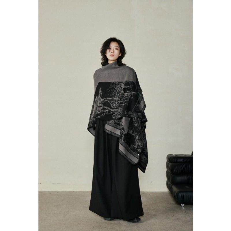 护肩女士围巾披肩两用超大秋冬季保暖双面针织披风外搭斗篷高级