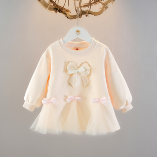 女童卫衣裙子秋装2025新款儿童洋气时髦上衣周岁女宝宝秋季打底衫