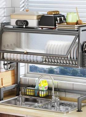 Over The Sink Dish Drying Rack with Cover Keep Kitchen Sink