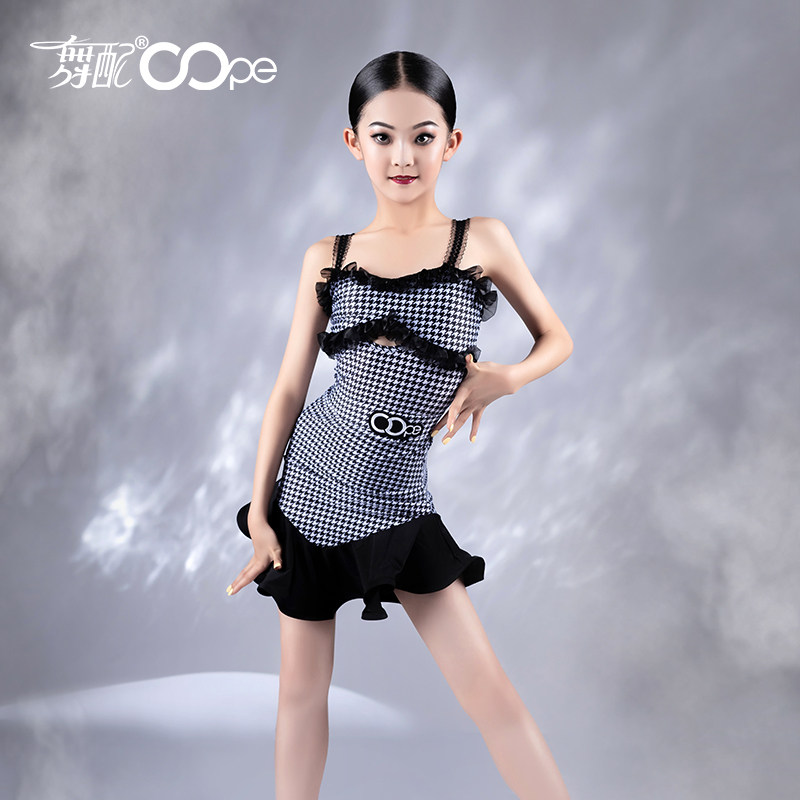 舞配春夏千鸟格拉丁舞练功服女