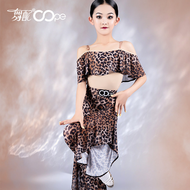 舞配春夏豹纹吊带拉丁舞练功服女