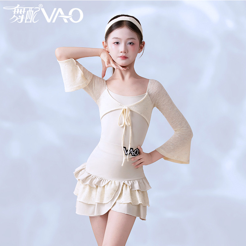 VAO舞配拉丁舞服女童2026新款长袖练功服女高端百搭舞蹈服表演服图片