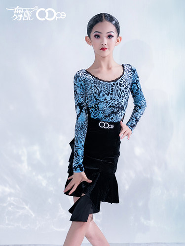 舞配女童韩绒豹纹拉丁舞服练习服