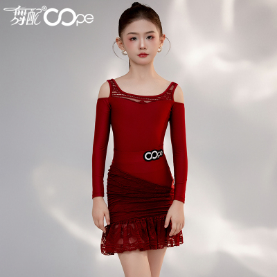 断码清仓-拉丁舞服女童oope舞配舞服拉丁舞练功服女红色表演服TJ