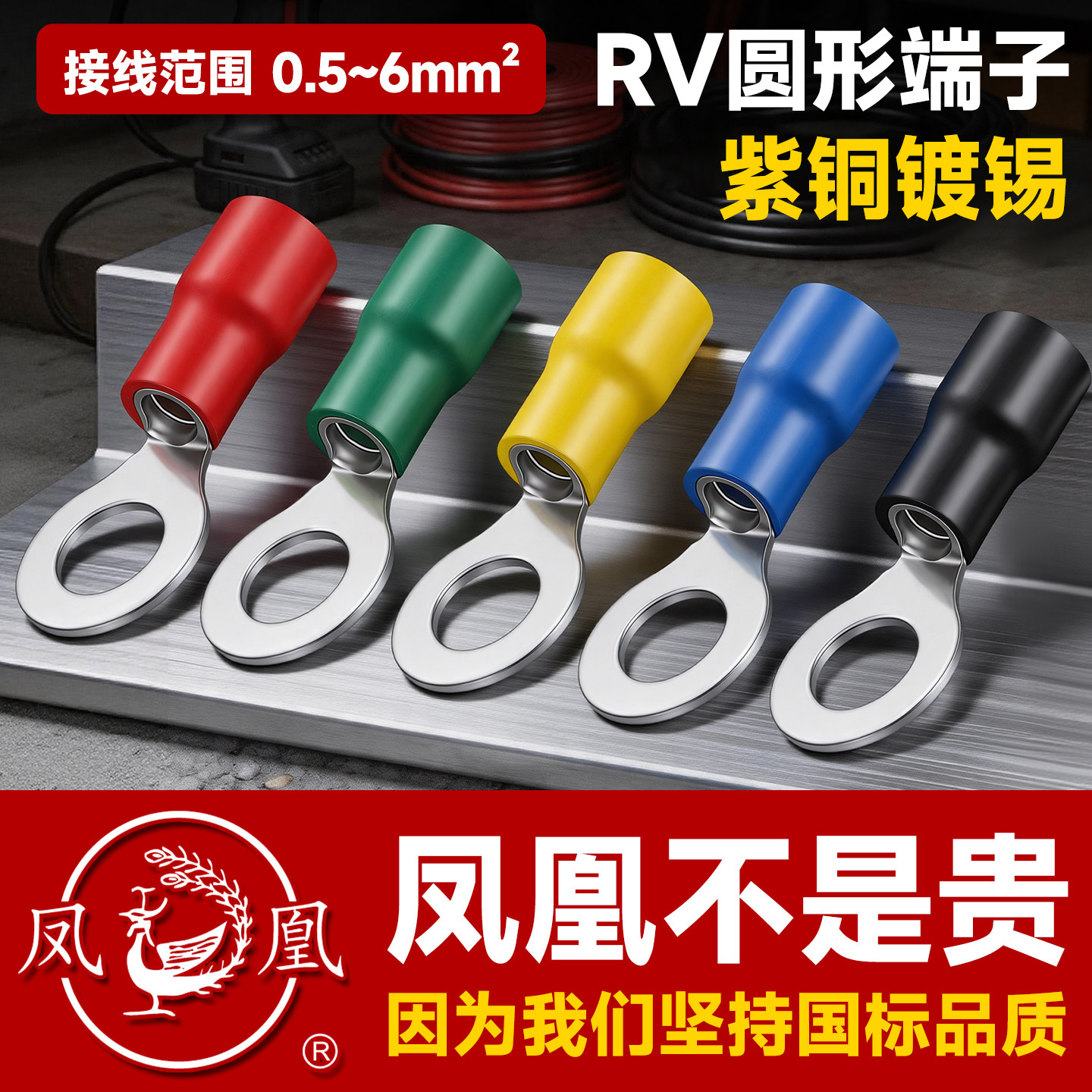 凤凰RV国标圆形冷压铜接线端子图片