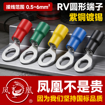 凤凰RV国标圆形冷压铜接线端子