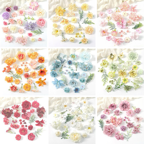 混搭色系古风汉服仿真花簪花材料