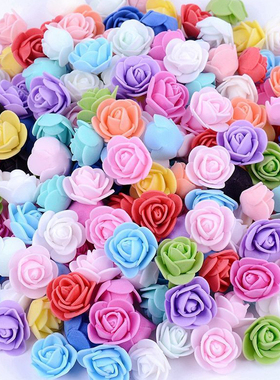 3.5cm仿真PE玫瑰花泡沫花假花 婚庆家居LED装饰花 diy泡沫熊材料