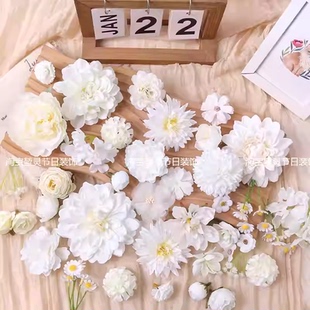 白色系仿真花朵装饰 绢花diy手工头饰 花艺配件谷美 家居婚庆装饰