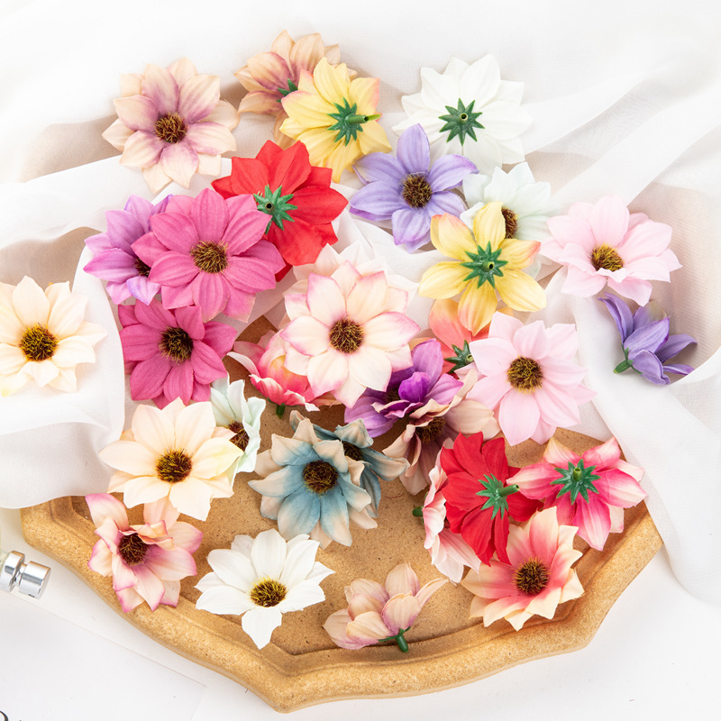 油画孔雀菊仿真花 非洲菊花朵草帽搭配DIY花环配件装饰波斯菊花头图片
