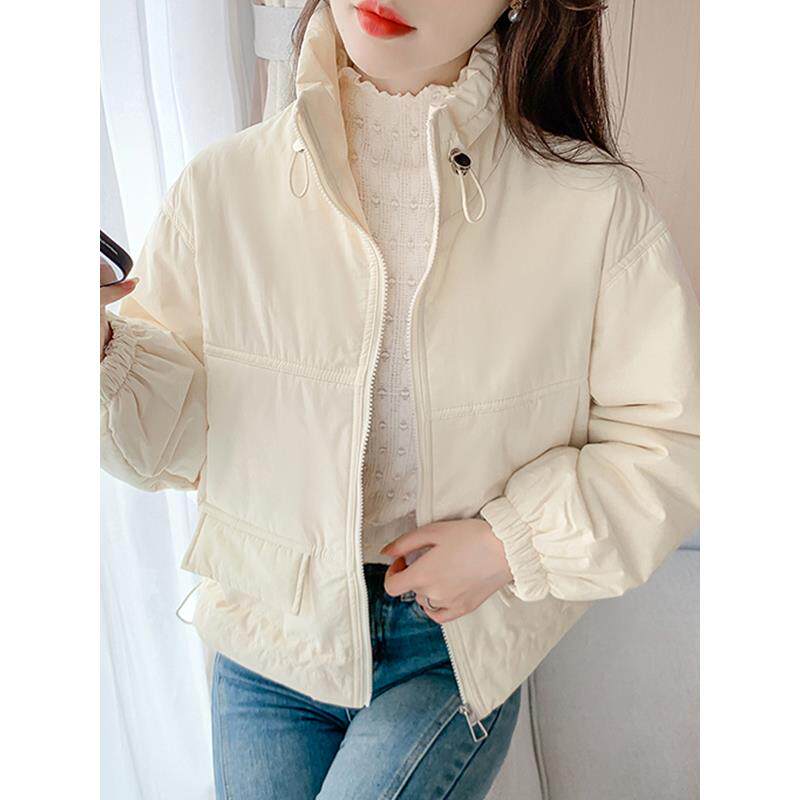 MONLOUVE覆古立领短款衣服女2025冬季新款加厚保暖宽松显瘦小袄外